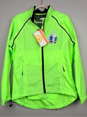 Canari Neon Yellow Cycling Jacket NWT Windbreaker Reflective XL